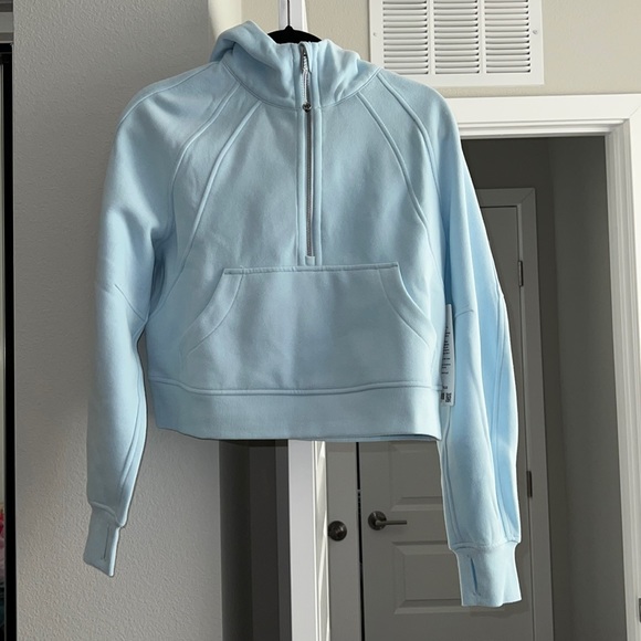 lululemon athletica Tops New Lululemon Scuba Oversized Halfzip Hoodie Powder Blue Poshmark